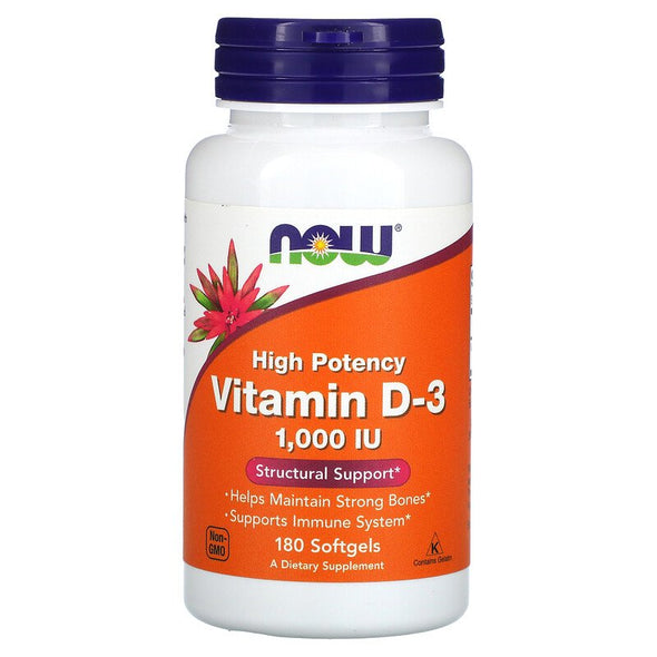 Now Foods, Vitamin D-3, High Potency, 1,000 IU, 180 Softgels